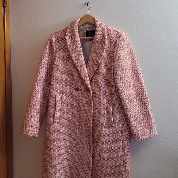 J. Crew Daphne Top Coat Italian Tweed Guava Pink Size 12 - Picture 4 of 11